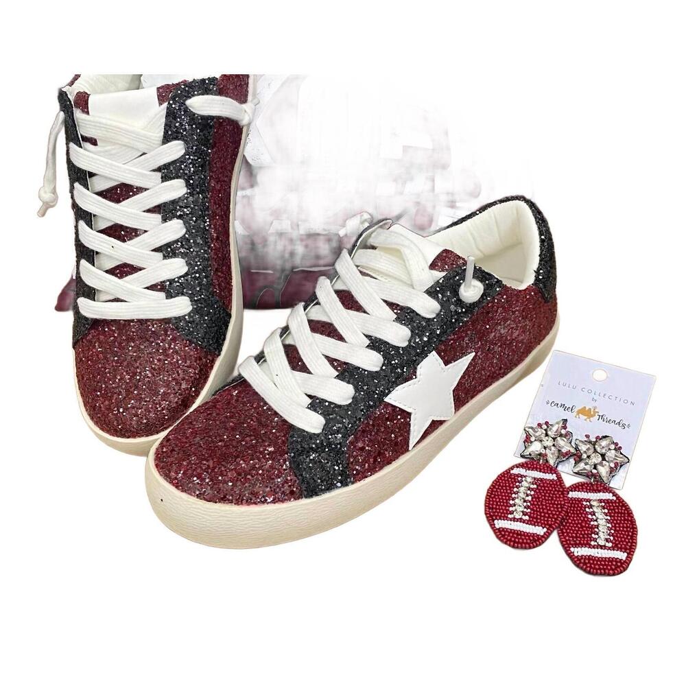 NEW CAMEL THREADS game day sneakers in maroon and black